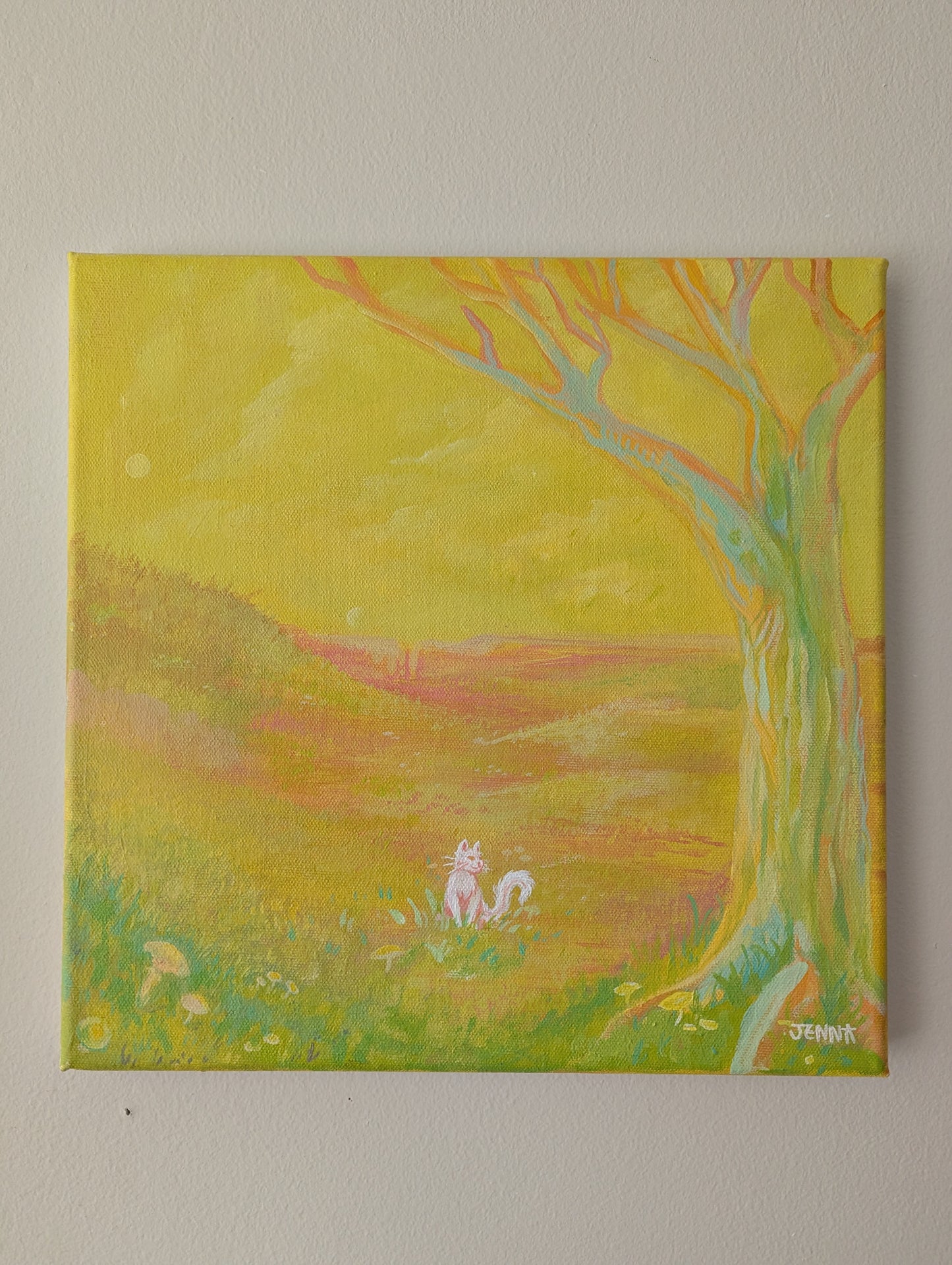 The Visitor, 2024, Original Artwork (12inX12in ACRYLIC painting on stretched canvas)