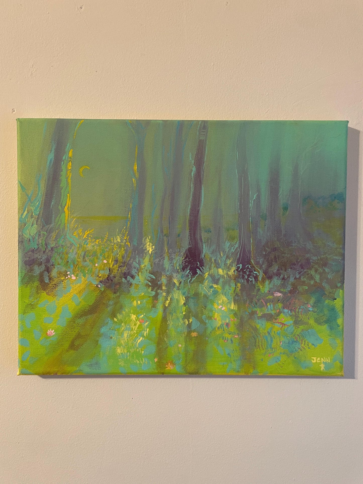 The Whispering Wood, 2024, Original Artwork (14inX11in ACRYLIC painting on stretched canvas)