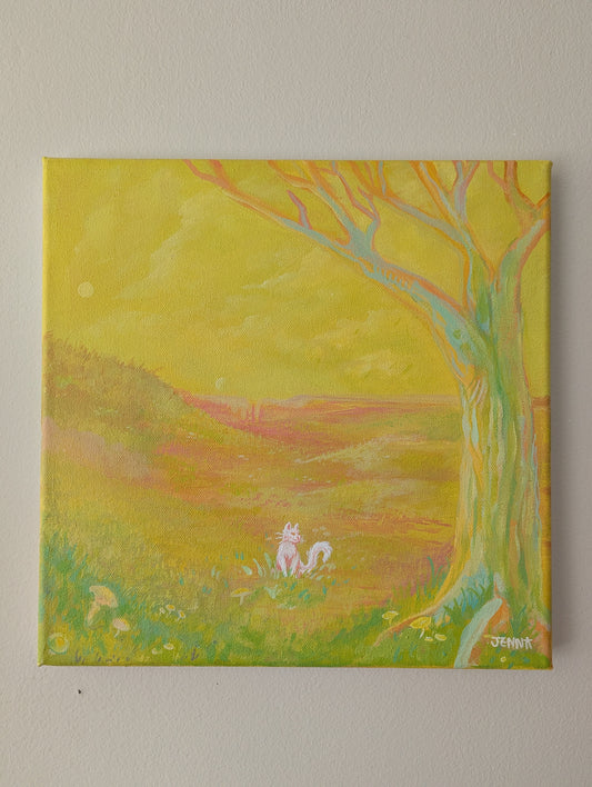 The Visitor, 2024, Original Artwork (12inX12in ACRYLIC painting on stretched canvas)