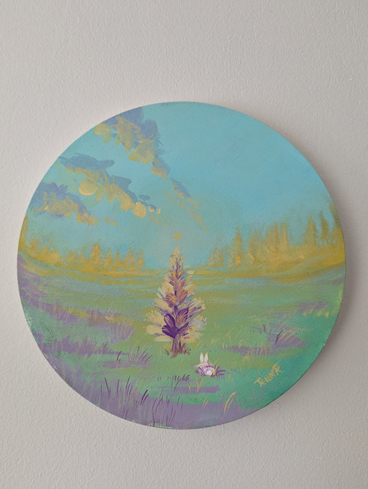 Eyes Up, 2025, Original Artwork (10inX10in round ACRYLIC painting on stretched canvas)