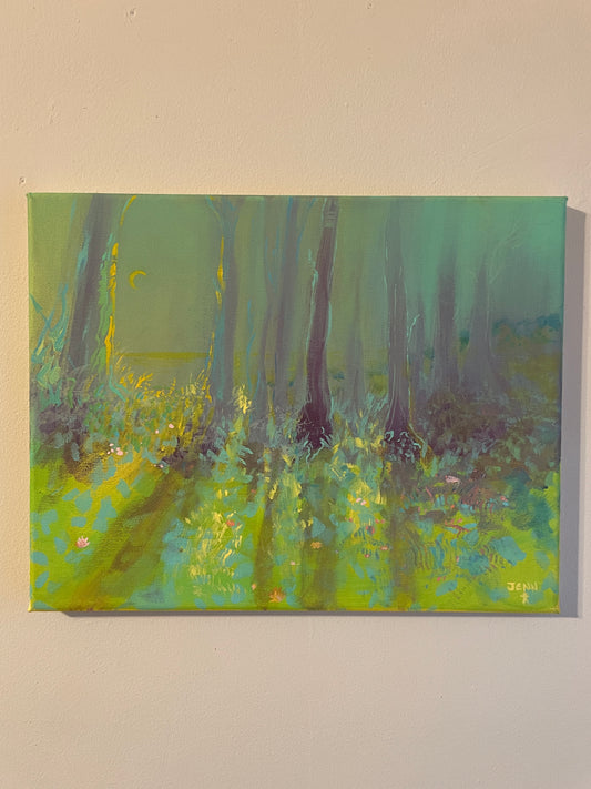 The Whispering Wood, 2024, Original Artwork (14inX11in ACRYLIC painting on stretched canvas)