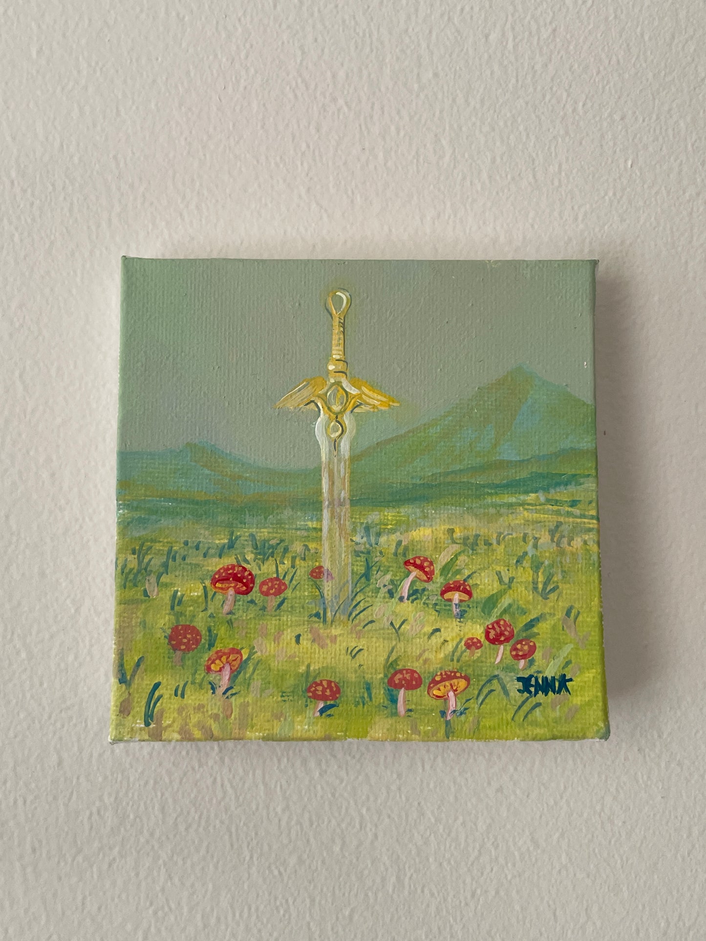 Spectral Blade, 2025, Original Artwork (4inX4in ACRYLIC painting on stretched canvas)