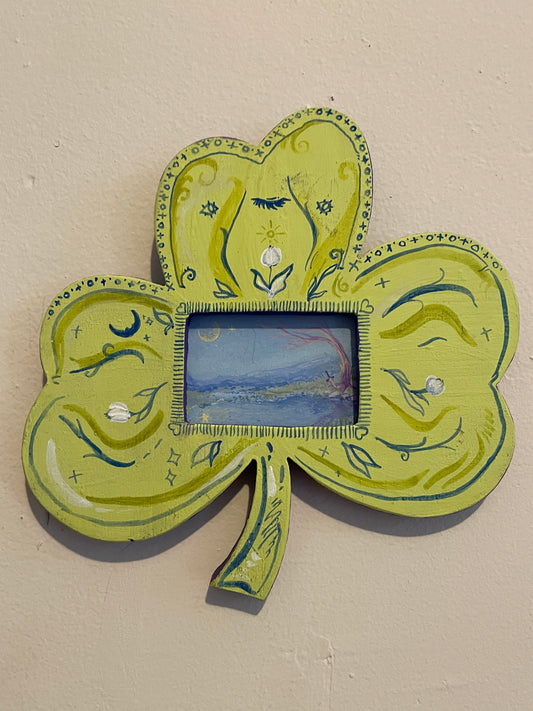 At First Sight, 2024,  CLOVER FRAMED Original Artwork (3.5inX2in ACRYLIC painting)