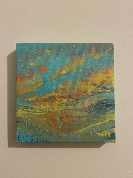 On the Horizon, 2025, Original Artwork (4inX4in ACRYLIC painting on stretched canvas)