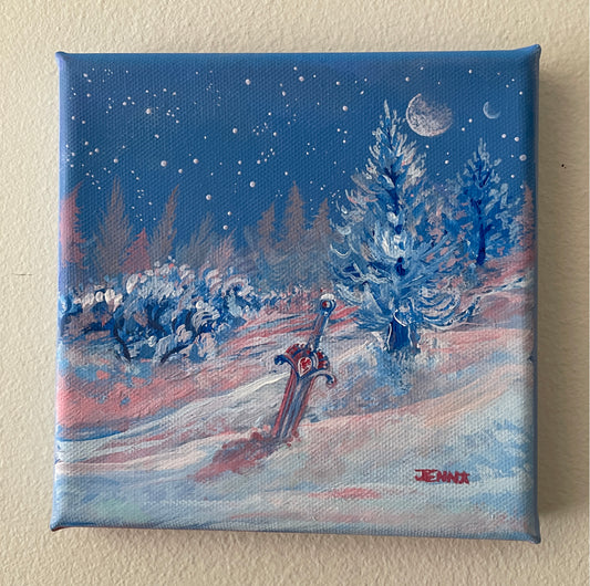 Permafrost, 2026, Original Artwork (6inX6in ACRYLIC painting on stretched canvas)